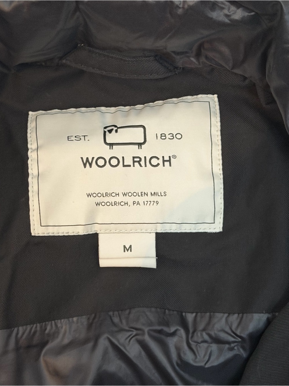 Woolrich Luxe Black Down Puffer Jacket Gold Zip Funnel Neck Duck Down Coat | M - Picture 7 of 9